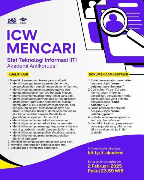 Staf IT Akademi Antikorupsi ICW