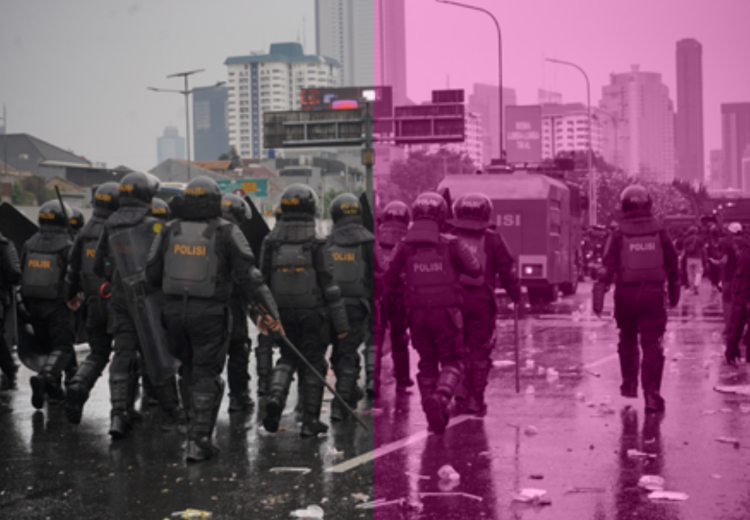 Pengamanan aparat kepolisian saat demonstrasi di Indonesia